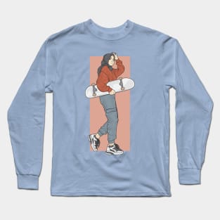 Girl And Skateboard Long Sleeve T-Shirt